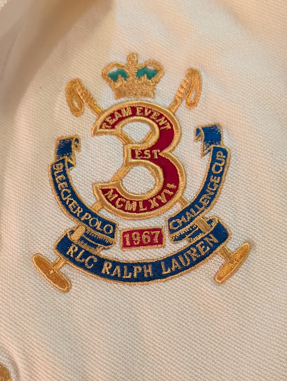 Ralph Lauren 1967 Bleeckers Cup Polo Shirt - Cream with Gold Embroidery - Picture 5 of 13